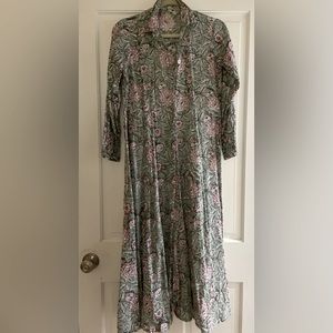 Cotton Block Print Shirt Dress , Medium